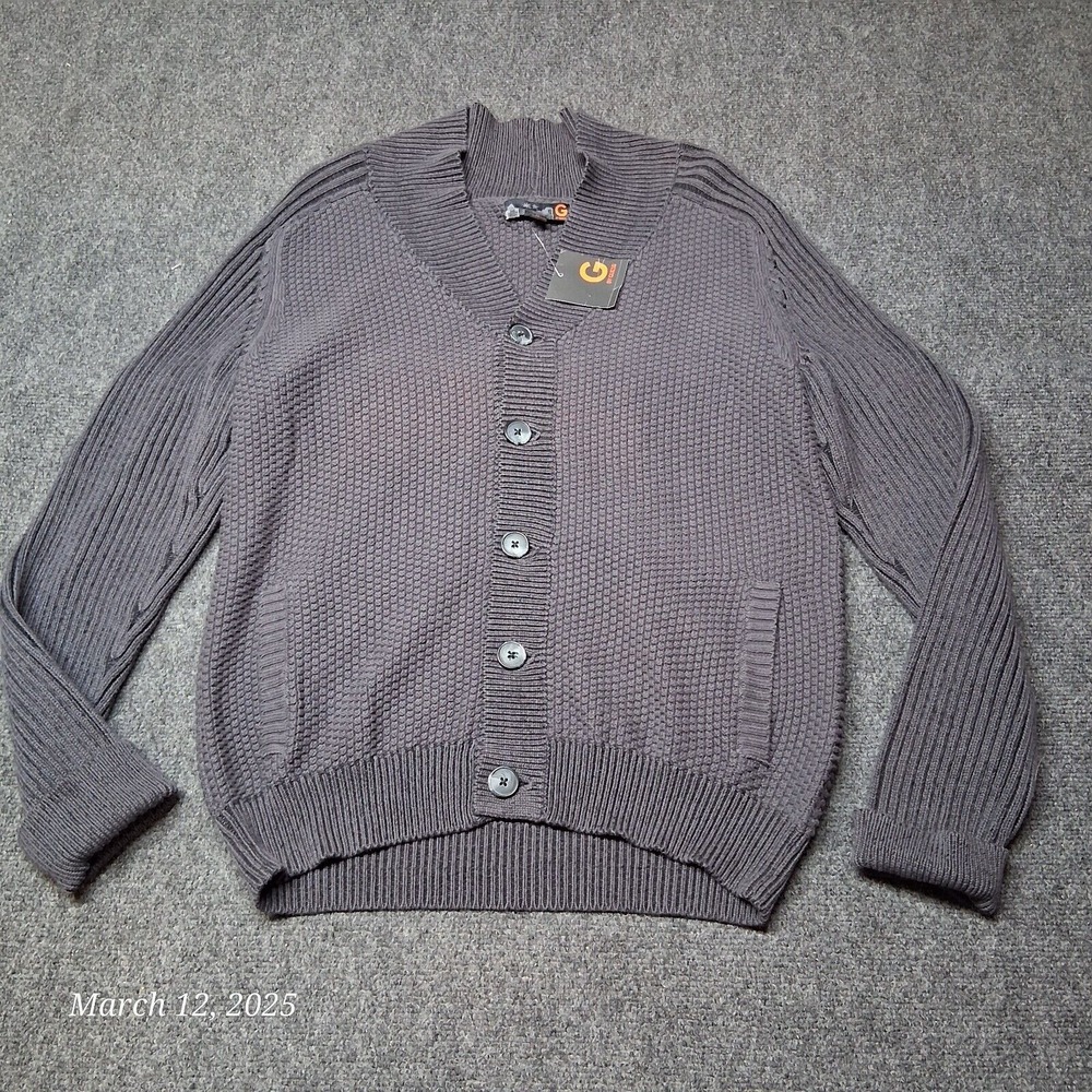 NWT G by Guess Yohann LS Shawl Cardigan Sweater Men Size Large Concrete Grey